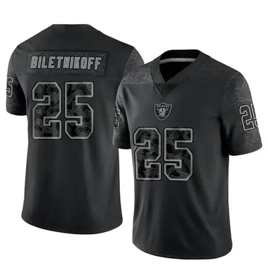 Fred Biletnikoff Men's Limited Black Las Vegas Raiders Reflective Jersey