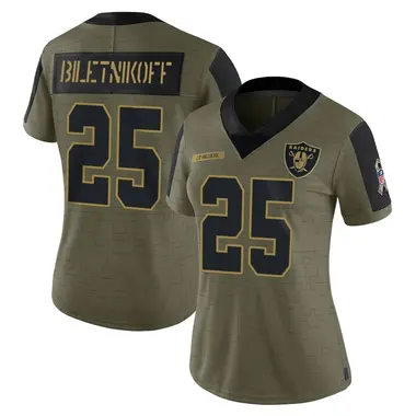 Fred Biletnikoff Women's Limited Olive Las Vegas Raiders 2021 Salute To Service Jersey