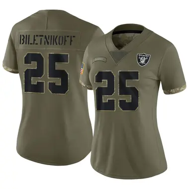 Fred Biletnikoff Women's Limited Olive Las Vegas Raiders 2022 Salute To Service Jersey