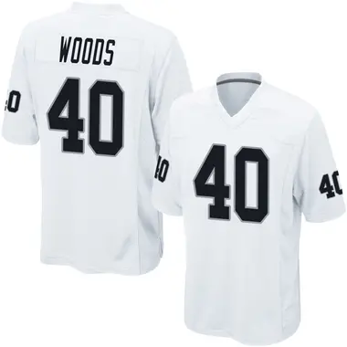 JT Woods Men's Game White Las Vegas Raiders Jersey