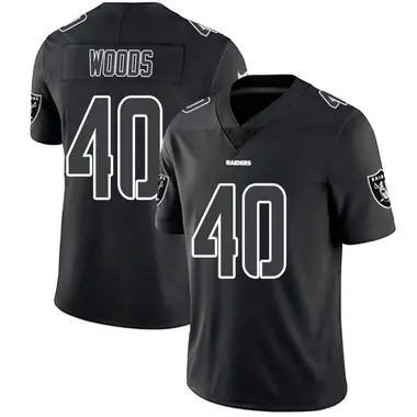 JT Woods Men's Limited Black Impact Las Vegas Raiders Jersey