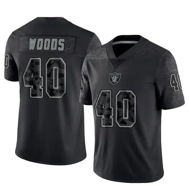 JT Woods Men's Limited Black Las Vegas Raiders Reflective Jersey