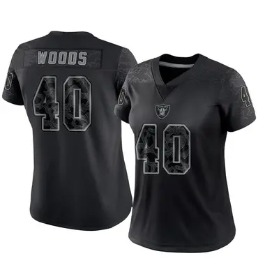 JT Woods Women's Limited Black Las Vegas Raiders Reflective Jersey