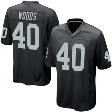 JT Woods Youth Game Black Las Vegas Raiders Team Color Jersey