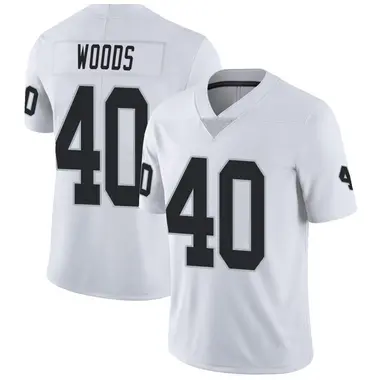 JT Woods Youth Limited White Las Vegas Raiders Vapor Untouchable Jersey