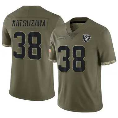 Kansei Matsuzawa Youth Limited Olive Las Vegas Raiders 2022 Salute To Service Jersey