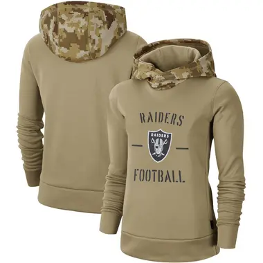 Women's Las Vegas Raiders Khaki 2019 Salute to Service Therma Pullover Hoodie