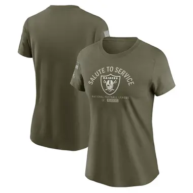 Women's Olive Las Vegas Raiders 2025 Salute to Service Sideline T-Shirt
