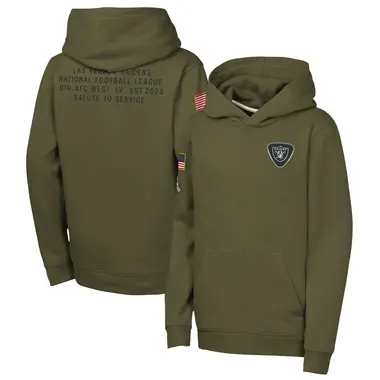 Youth Olive Las Vegas Raiders 2025 Salute to Service Club Fleece Hoodie